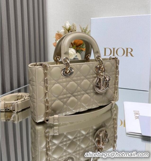 New Design Dior Lady D-Joy Medium Bag in Cannage Lambskin M9250 Beige 2025