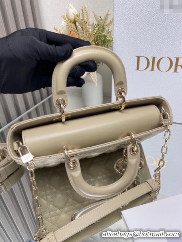 New Design Dior Lady D-Joy Medium Bag in Cannage Lambskin M9250 Beige 2025