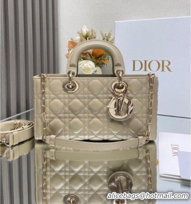 New Design Dior Lady D-Joy Medium Bag in Cannage Lambskin M9250 Beige 2025