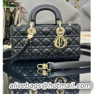 Inexpensive Dior Lady D-Joy Medium Bag in Cannage Lambskin M9250 Black/Gold 2025