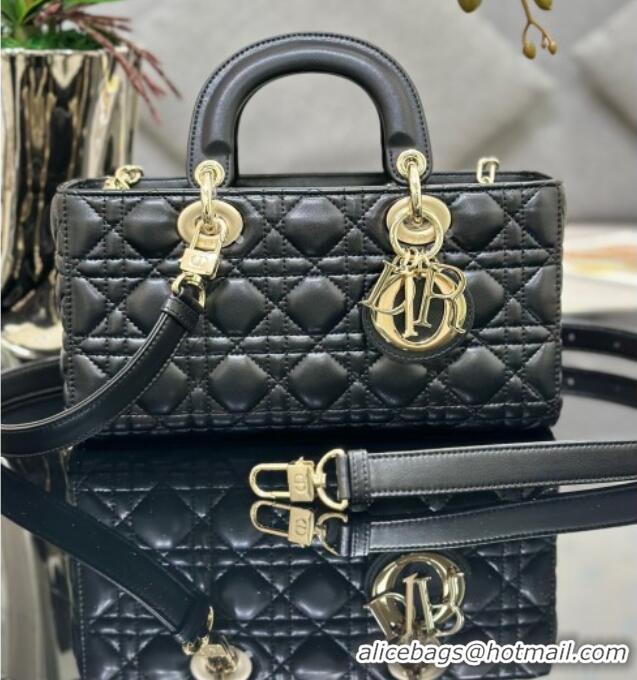 Inexpensive Dior Lady D-Joy Medium Bag in Cannage Lambskin M9250 Black/Gold 2025