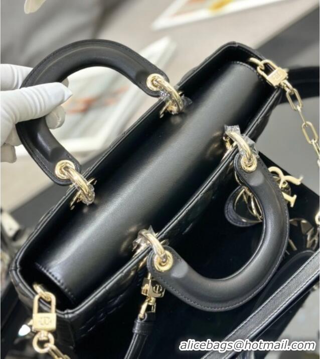 Inexpensive Dior Lady D-Joy Medium Bag in Cannage Lambskin M9250 Black/Gold 2025