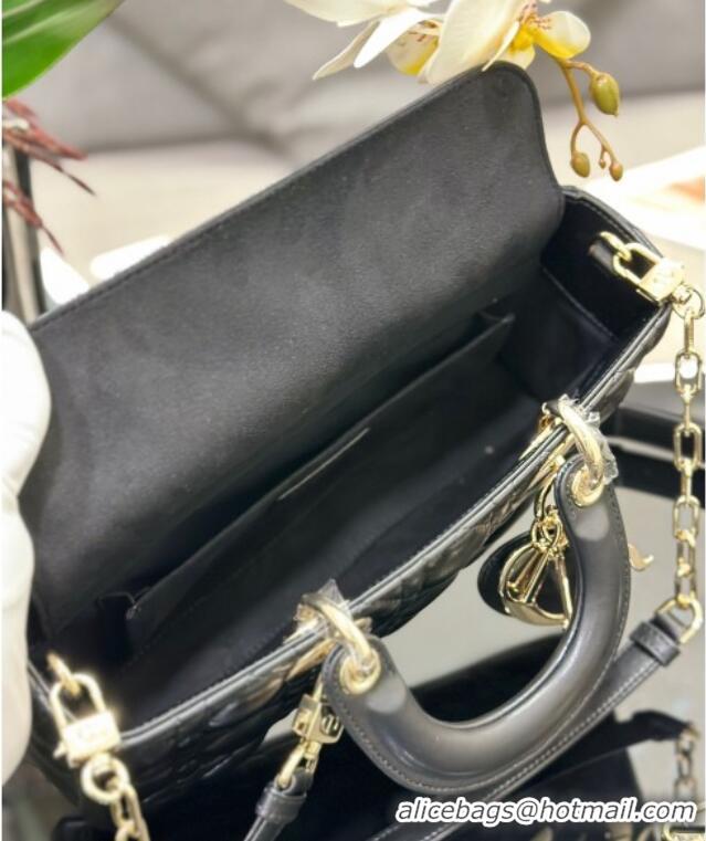 Inexpensive Dior Lady D-Joy Medium Bag in Cannage Lambskin M9250 Black/Gold 2025