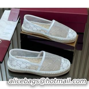 Popular Style Gucci GG Strass Mesh Espadrilles Flat White 2025 GG082805