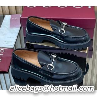 Perfect Gucci Leather Loafers 4.5cm with Horsebit Black 2025 GG123101
