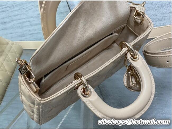 Luxurious Dior Lady D-Joy Small Bag in Cannage Lambskin M9250 Rose Beige 2025