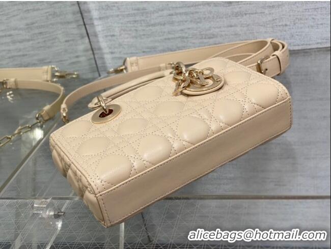 Luxurious Dior Lady D-Joy Small Bag in Cannage Lambskin M9250 Rose Beige 2025