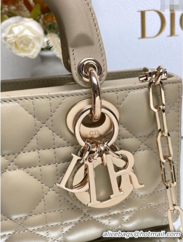 Top Grade Dior Lady D-Joy Small Bag in Cannage Lambskin M9250 Beige 2025