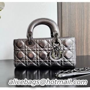 Best Grade Dior Lady D-Joy Small Bag in Cannage Metallic Leather M9250 Grey 2025