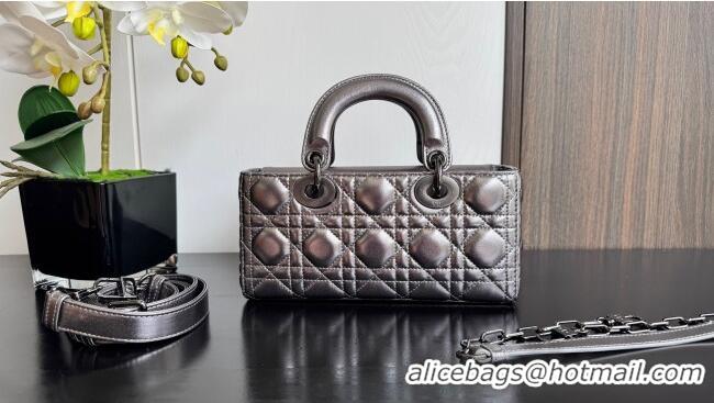 Best Grade Dior Lady D-Joy Small Bag in Cannage Metallic Leather M9250 Grey 2025