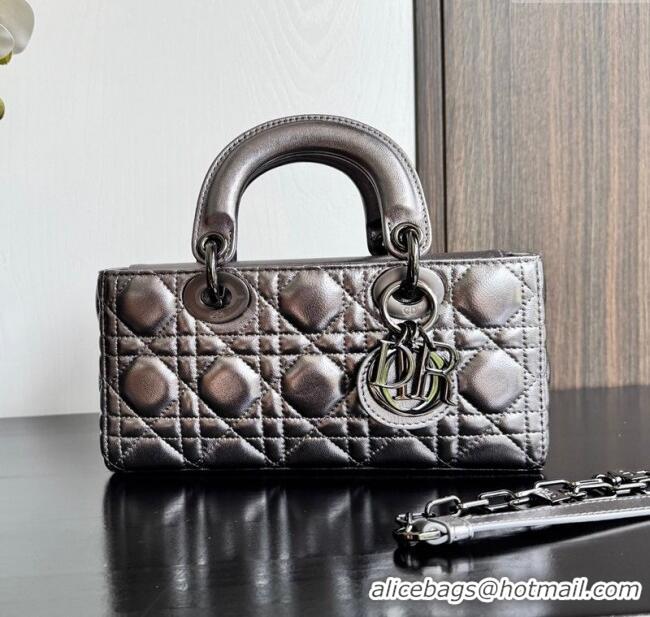 Best Grade Dior Lady D-Joy Small Bag in Cannage Metallic Leather M9250 Grey 2025
