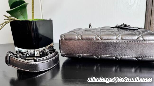 Best Grade Dior Lady D-Joy Small Bag in Cannage Metallic Leather M9250 Grey 2025