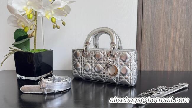 Good Taste Dior Lady D-Joy Small Bag in Cannage Metallic Leather M9250 Silver 2025