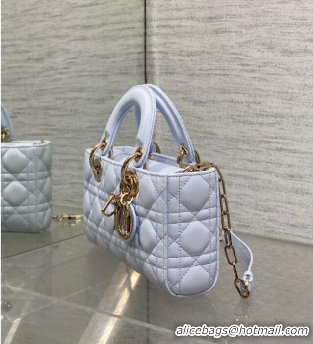 New Cheap Dior Lady D-Joy Small Bag in Cannage Lambskin M9250 Glacier Blue 2025
