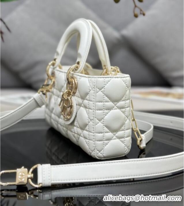 Luxury Discount Dior Lady D-Joy Small Bag in Cannage Lambskin M9250 White 2025