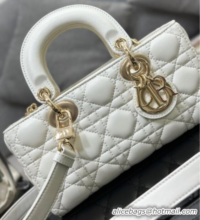 Luxury Discount Dior Lady D-Joy Small Bag in Cannage Lambskin M9250 White 2025