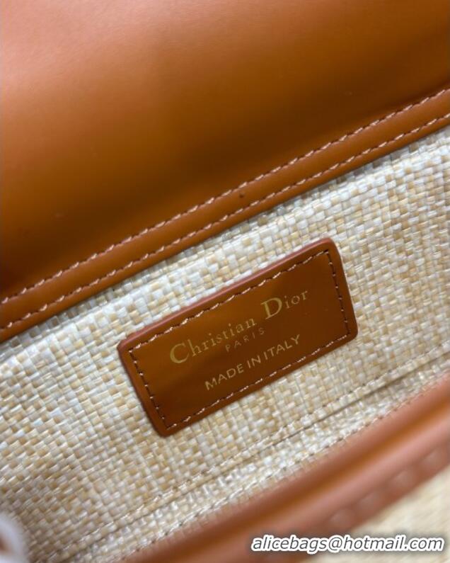 Top Grade Dior Lady D-Joy Small Bag in Cannage Straw-Like M9250 Khaki/Brown 2025