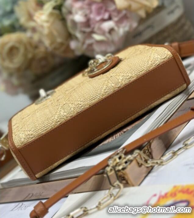 Top Grade Dior Lady D-Joy Small Bag in Cannage Straw-Like M9250 Khaki/Brown 2025
