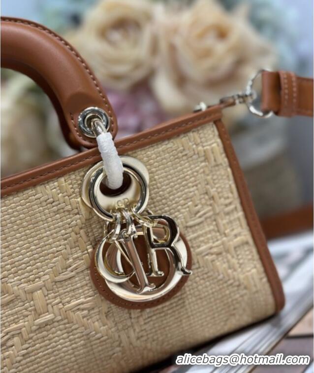 Top Grade Dior Lady D-Joy Small Bag in Cannage Straw-Like M9250 Khaki/Brown 2025