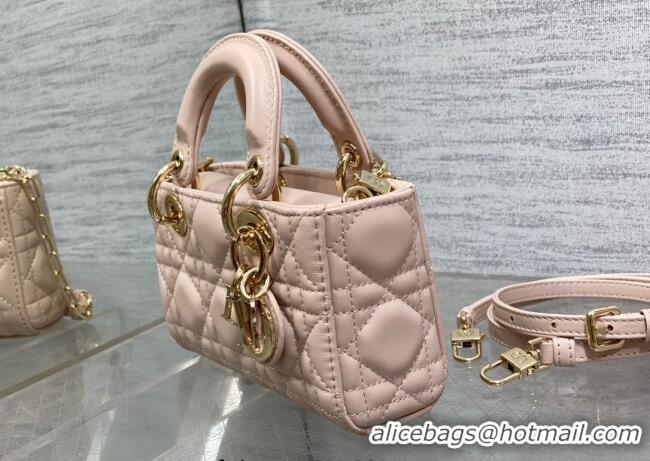 Best Quality Dior Lady D-Joy Micro Bag in Cannage Lambskin M9250 Powder Pink 2025