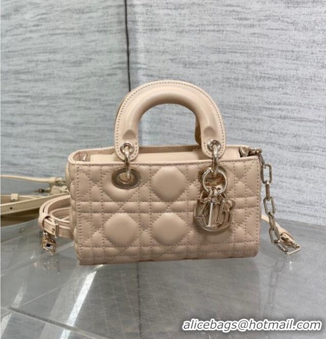 Top Grade Dior Lady D-Joy Micro Bag in Cannage Lambskin M9250 Rose Beige 2025