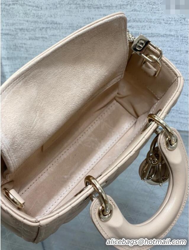 Top Grade Dior Lady D-Joy Micro Bag in Cannage Lambskin M9250 Rose Beige 2025