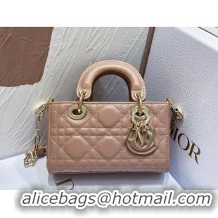 Famous Brand Dior Lady D-Joy Micro Bag in Cannage Lambskin M9250 Dusty Pink 2025