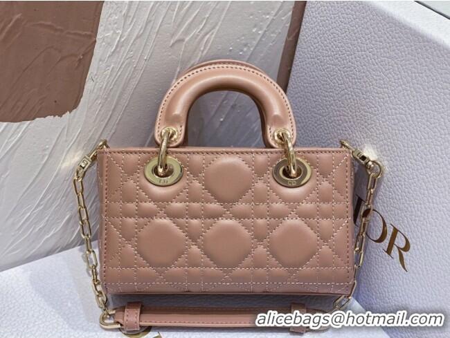 Famous Brand Dior Lady D-Joy Micro Bag in Cannage Lambskin M9250 Dusty Pink 2025