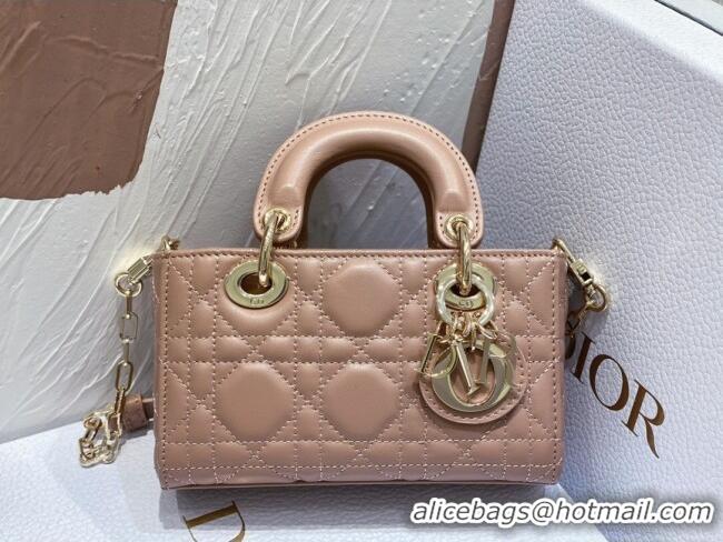 Famous Brand Dior Lady D-Joy Micro Bag in Cannage Lambskin M9250 Dusty Pink 2025
