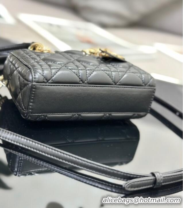 Top Design Dior Lady D-Joy Micro Bag in Cannage Lambskin M9250 Black/Gold 2025