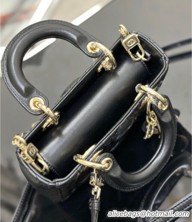 Top Design Dior Lady D-Joy Micro Bag in Cannage Lambskin M9250 Black/Gold 2025