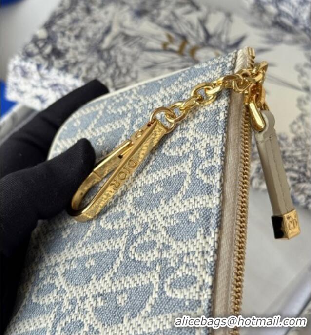 Buy Discount Dior DiorTravel Myrte Zipped Key Case in Blue Oblique Chambray-Effect Embroidery S2177UTZQ 2025
