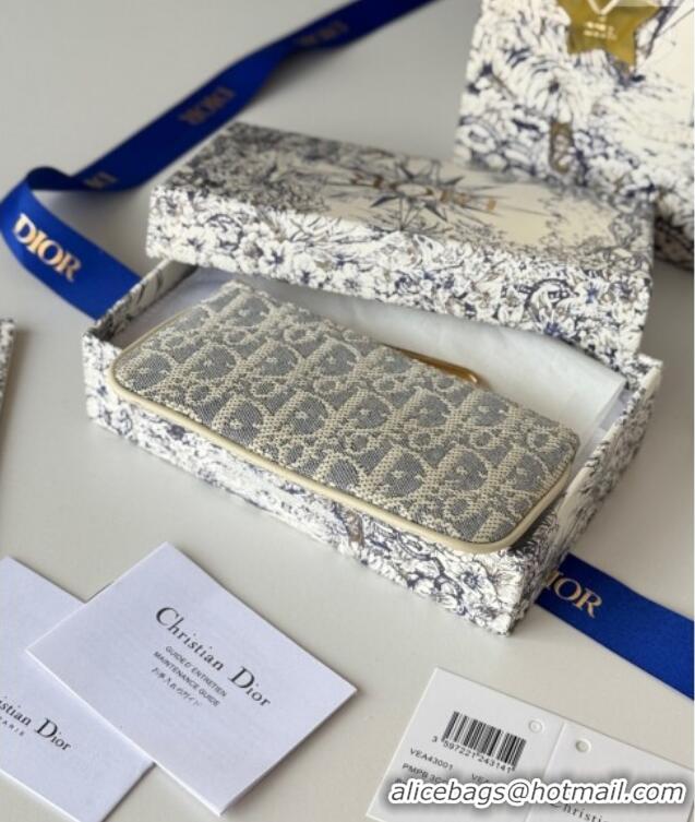 Buy Discount Dior DiorTravel Myrte Zipped Key Case in Blue Oblique Chambray-Effect Embroidery S2177UTZQ 2025