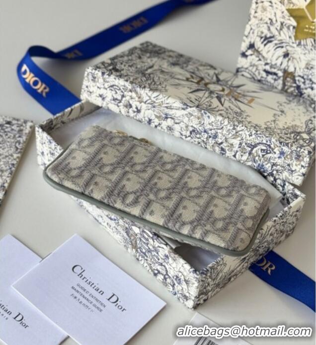 Low Price Dior DiorTravel Myrte Zipped Key Case in Grey Dior Oblique Jacquard S2177UTZQ 2025