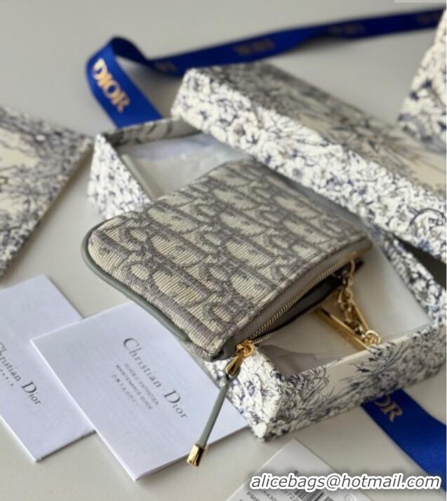Low Price Dior DiorTravel Myrte Zipped Key Case in Grey Dior Oblique Jacquard S2177UTZQ 2025