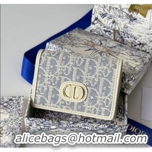 Promotional Dior 30 Montaigne Glycine Card Holder in Blue Oblique Chambray-Effect Embroidery S2300UWHC 2025