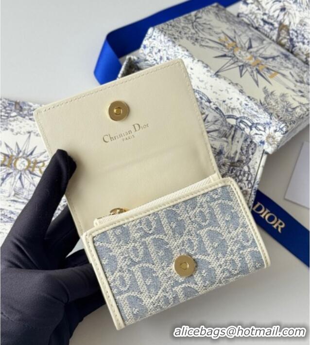 Promotional Dior 30 Montaigne Glycine Card Holder in Blue Oblique Chambray-Effect Embroidery S2300UWHC 2025