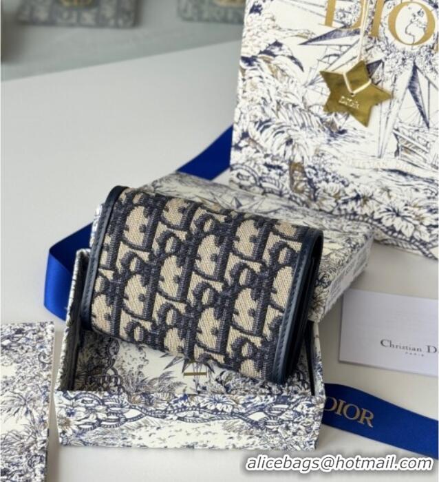 Best Price Dior 30 Montaigne Glycine Card Holder in Blue Dior Oblique Jacquard S2300UWHC 2025