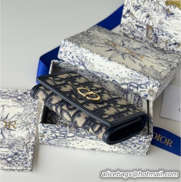 Best Price Dior 30 Montaigne Glycine Card Holder in Blue Dior Oblique Jacquard S2300UWHC 2025