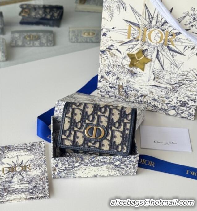Best Price Dior 30 Montaigne Glycine Card Holder in Blue Dior Oblique Jacquard S2300UWHC 2025