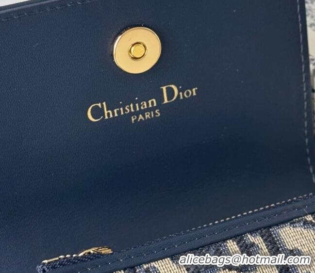 Best Price Dior 30 Montaigne Glycine Card Holder in Blue Dior Oblique Jacquard S2300UWHC 2025