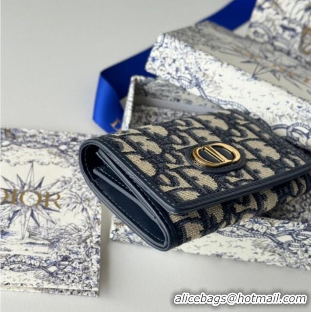Best Price Dior 30 Montaigne Glycine Card Holder in Blue Dior Oblique Jacquard S2300UWHC 2025