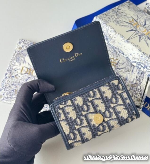 Best Price Dior 30 Montaigne Glycine Card Holder in Blue Dior Oblique Jacquard S2300UWHC 2025