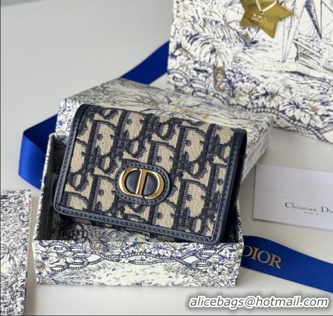 Best Price Dior 30 Montaigne Glycine Card Holder in Blue Dior Oblique Jacquard S2300UWHC 2025