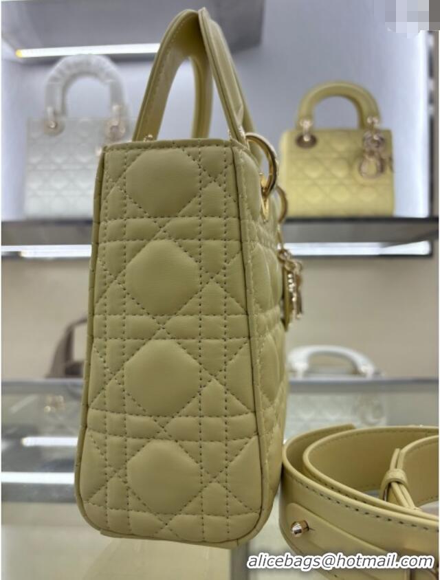 Promotional Dior Small Lady My ABCDior Bag in Cannage Lambskin M0538 Egg Yellow 2025