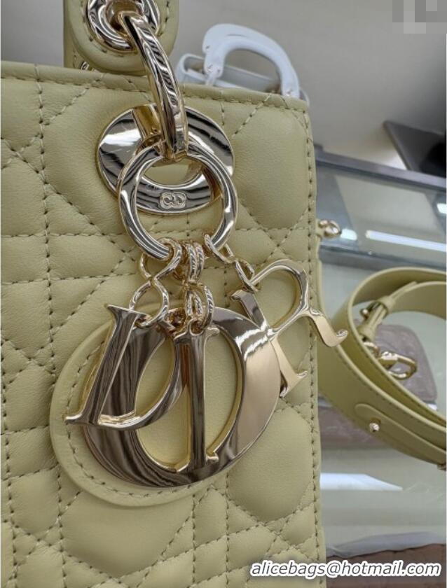 Promotional Dior Small Lady My ABCDior Bag in Cannage Lambskin M0538 Egg Yellow 2025