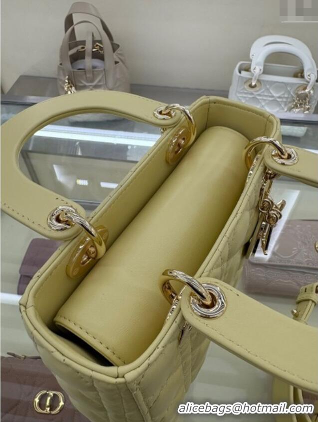 Promotional Dior Small Lady My ABCDior Bag in Cannage Lambskin M0538 Egg Yellow 2025