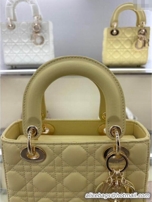 Promotional Dior Small Lady My ABCDior Bag in Cannage Lambskin M0538 Egg Yellow 2025