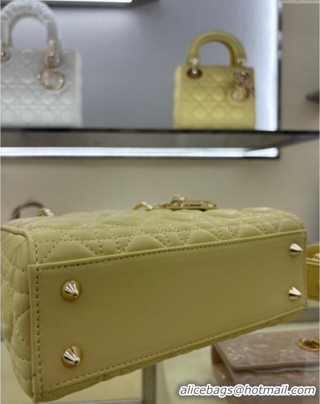 Promotional Dior Small Lady My ABCDior Bag in Cannage Lambskin M0538 Egg Yellow 2025