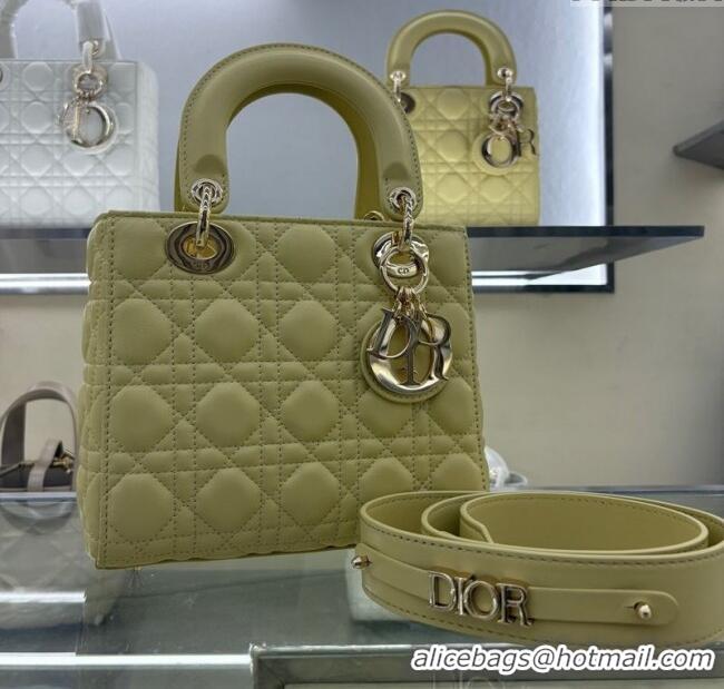 Promotional Dior Small Lady My ABCDior Bag in Cannage Lambskin M0538 Egg Yellow 2025